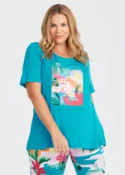 [Taking Shape] Taking Shape Bamboo Holiday Pyjama Top Size 26 in SEA Blue - Plus Size Women's Clothing Sea Blue