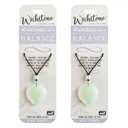 2PK Wishstone Moonstone Stone of Balance Heart Pendant Necklace 3x19cm White
