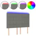 LED Lights Headboard Bed Frame Head Bedhead Board Fabric Dark Grey 144cm Double
