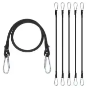23.6" Bungee Cords 6Pcs Heavy Elastic Bungee Rope with Alloy Hooks Black