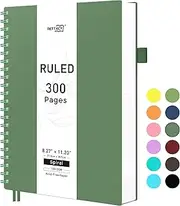 RETTACY A4 Notepad, Notebook, Spiral Bound Notebooks, 300 Sheets/150 Pages for Writing, 100 GSM College Ruled Paper, PVC Hardcover, 8.5 x 11 Inch - Dark Green