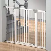 Extra Tall Dog Stair Gate, Pressure Fit Child Baby Safety Gate, Expandable Pet Safety Door & Stair Gate, Auto-Close with Pressure Mount, 103 cm High (Color : White, Size : 104-111c