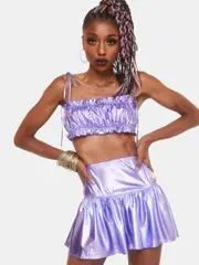 [Club Exx] Goddess Hour Metallic Skirt Set