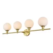 Living District Cordelia 4-Light Iron/Glass Bath Sconce in Brass/Frosted White