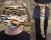 NEW Plush Soft 3D TIGER MASK & TAIL SET Dress ups Costume Halloween Book Week