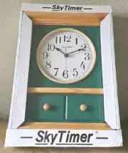 Sky Timer Wood Cabinet Style Wall Clock Round Face Quartz (35cm X 29cm X 6cm)