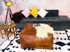 Leather Ottoman Pouffe Genuine Footstool Moroccan Pouf Handmade Brown Vintage