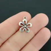 BULK 50 Flower Charms Antique Silver Tone Cute Daisy - SC1248