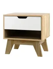 [Artiss] Bedside Table 1 Drawer With Shelf in Iker White & Oak