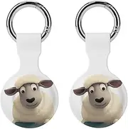 2PCS for Sheep Air Tag Holder Case Waterproof & Shockproof Anti-Scratch Protective Air Tag Cover with Keychain Ring Silicone Tags Holders for Luggage, Backpack, Keys, Pet
