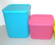 Tupperware Modular Storage Containers Square Rounds Set of 2 w/ Seals New