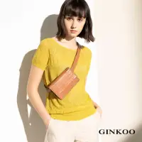 在飛比找momo購物網優惠-【GINKOO 俊克】幾何簍空圖騰針織上衣