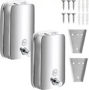 2Pcs Commercial Soap Dispenser, Stainless Steel 800ml Wall Mount Manual Liquid Pump Rust-Proof Leak Free for Home Bathroom, Kitchen, Dish Soap