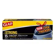 CLOROX 70022 Glad Trash Bag 30 Gal. Black Plastic Drawstring 12/15 CS