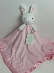 NWT Cloud Island Pink White Polka Dot Bunny Satin Large Baby Security Blanket