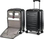 [CENSIEN] Expandable Carry On Luggage Airline Approved, 20 Inch Lightweight ABS+PC Hard Shell Suitcases with Front Pocket, Spinner Wheels, TSA Lock (Black, 1PC)