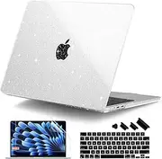 DONGKE Compatible with M4 MacBook Air 15 Inch Case 2025 2024 2023 A3241 A3114 A2941 M3 M2 with Liquid Retina Display & Touch ID, Glitter Sparkly Plastic Hard Shell 15" - Star Clear