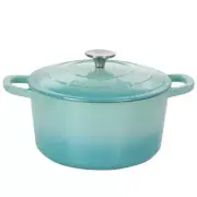 Crock-Pot Dutch Oven 5Qt Capacity Enameled Cast Iron Cookware Round Aqua Blue