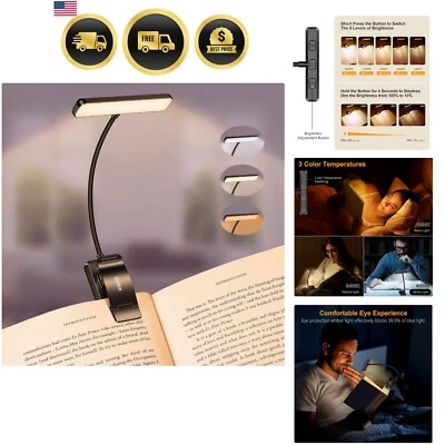 LED Rechargeable Book Light Reading Lamp with Memory Function Clip On