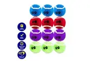 Pet Basic 12PK Dog Tennis Fetch Balls Safe Fun Play Bright Colours 6cm