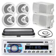 6.5" Marine Speakers,3.5"Speakers Pyle Bluetooth USB Bluetooth Radio Antenna Set