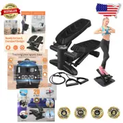 Hydraulic Mini Stepper with Resistance Bands - 330LBS Capacity for Home Fitness