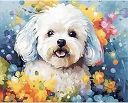 JATOK Paint by Numbers Kits for Adults, Painting Kits for Beginners On Clear Symbols Colored Canvas, Easy DIY Acrylic Pigment Drawing Paintwork for Home Wall Decor, 16x20in Frameless, Puppy