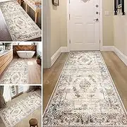 Runners Rug Non-Slip Floor Mats, Vintage Hallway Carpet for Living Room Kitchen Bedroom Width 60cm 70cm 80cm 100cm, Washable Area Rug Custom Length 100cm 2m 300cm 4m 5m 6m(2ft×16.4ft/60×500cm)