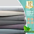 2000TC Egyptian Cotton Single/Double/Queen/King Fitted Flat Sheet Pillowcase Set