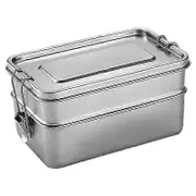 Stainless Steel Lunch Box Double Layers Bento Student Food Container Snack Storage Box Anti-Leak Fr