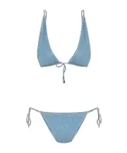 glitter-detailing bikini M Blue