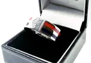 RANGERS FC COLOUR STRIPE BAND RING - STAINLESS STEEL COMPLETE IN RFC GIFT BOX