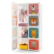 Costway 8-Cube Wardrobe Bedroom Armoire Clothes Closet DIY Storage Organizer w/Hanging Rods