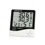 HTC - 2 Digital Electronic Temperature Humidity Meter Clock