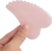 Gua Sha Facial Tool With Comb Edge - Rose Quartz Scraping Massage Board for SPA Acupuncture Therapy (Heart Shape)