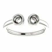 Sterling Silver Round Cut Solitaire Ring Setting - Modern Semi-Circle Style Ring