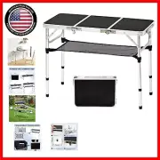 Compact Folding Picnic Table with Mesh Storage - Adjustable Height & Portable