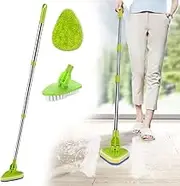 Bathroom Tub Tile Cleaning Brush Scrubber with 37" Long Handle, 3 in 1 Shower Cleaner Brush Toilet Wall Bathtub Scrub Brush, Extendable 180° Rotatable Triangle Cleaning Mop for Floor Grout
