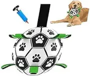 Dog Soccer Ball with Grab Tabs. Interactive Indoor and Outdoor Dog Toy. Dog Water Toy.Tug of War Dog Toy. Comes with a Free Pump (1-Ball)