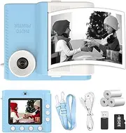 Children's Camera Instant Camera 48MP 3.0 Inch Screen Children's Camera Instant Camera with 32G Card & 3 Rolls of Printing Paper, Birthday Gift Toy from 3-12 Years Girls Boys