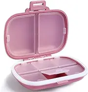Daily Pill Organizer, 8 Compartments Portable Pill Case, Pill Box to Hold Vitamins, Cod Liver Oil, Supplements and Medication (1-Pink)