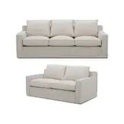 Plushy 2 + 3 Seater Sofa Set Fabric Uplholstered Lounge Couch - Stone