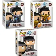 3 Set Mortal Kombat 1 - Sub Zero Liu Kang Scorpion Pop! Vinyl Figure NEW