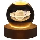 USB Rechargeable Crystal Ball Lamp with Bright LED Wooden Base