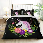 My Unicorn Black Quilt/Doona Cover Set