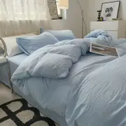 GGP Blue Solid Color Solid Color Solid Color 1.5M Bed Fitted Sheet Set With 200X230Cm Duvet Cover 4 Piece Bedding Set