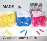 (1000) Mixed Red Blue Yellow Vinyl Butt Splice Wire Connector 10-22 AWG USA