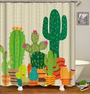 Multi Colored Cactus Drawing Shower Curtain