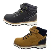 Grosby Vorn Boys Youth Boots Ankle Length Elastic Lace Hook and Loop Tab Adjust