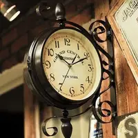 在飛比找蝦皮商城精選優惠-【復古鐘錶】歐式鐵藝雙面掛鐘 創意美式兩面掛錶 現代簡約客廳